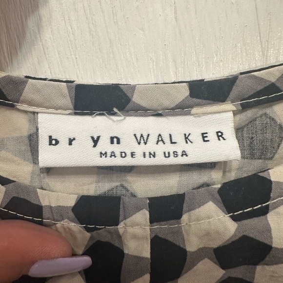 Bryn Walker Lucinda Checkered Black White Top XS Organic Cotton Made in USA - Picture 9 of 10